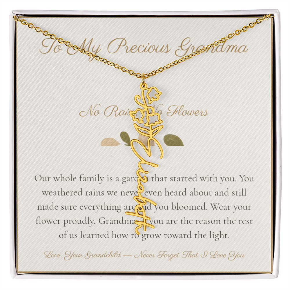 To My Precious Grandma - No Rain No Flowers - Flower Name Necklace