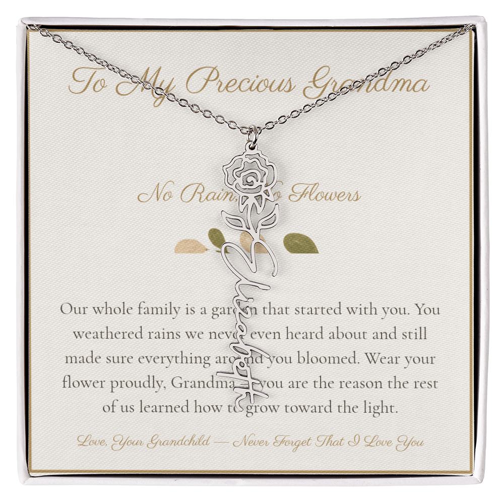 To My Precious Grandma - No Rain No Flowers - Flower Name Necklace