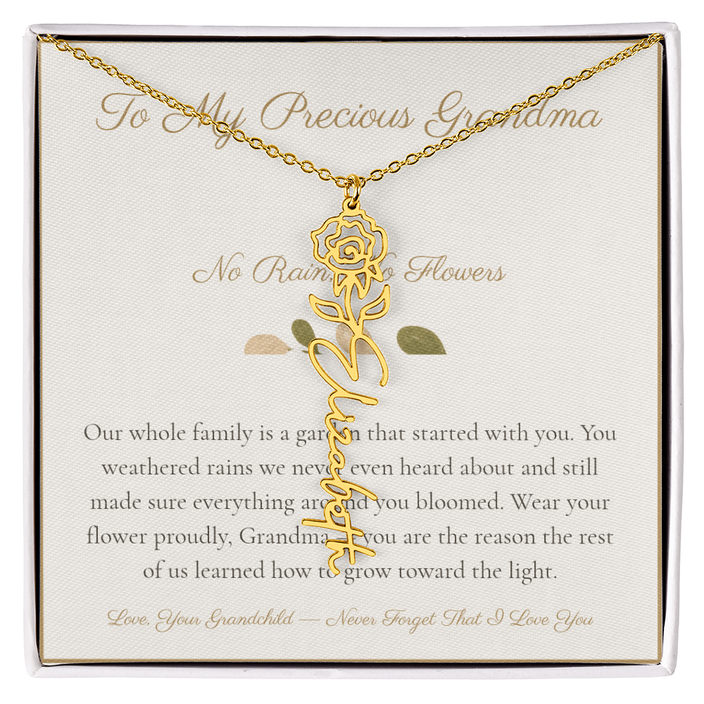 To My Precious Grandma - No Rain No Flowers - Flower Name Necklace