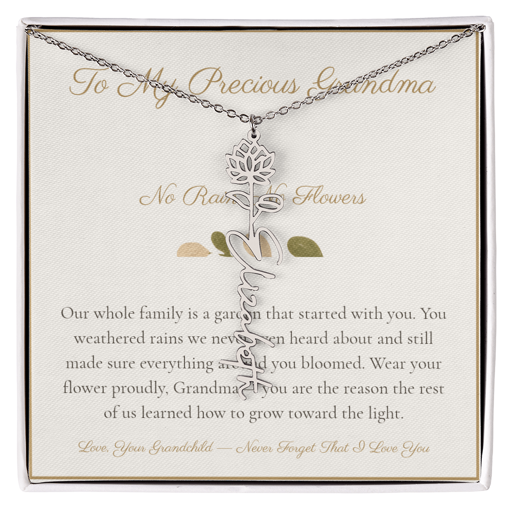 To My Precious Grandma - No Rain No Flowers - Flower Name Necklace