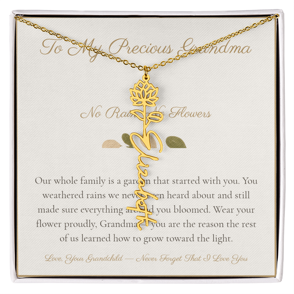 To My Precious Grandma - No Rain No Flowers - Flower Name Necklace