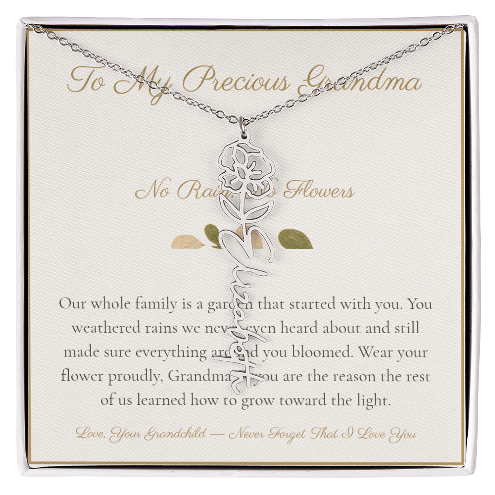 To My Precious Grandma - No Rain No Flowers - Flower Name Necklace