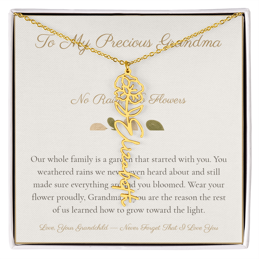 To My Precious Grandma - No Rain No Flowers - Flower Name Necklace