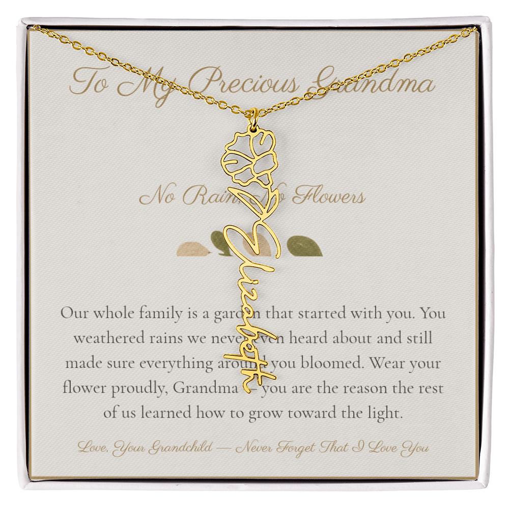 To My Precious Grandma - No Rain No Flowers - Flower Name Necklace