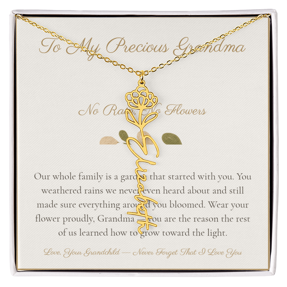 To My Precious Grandma - No Rain No Flowers - Flower Name Necklace