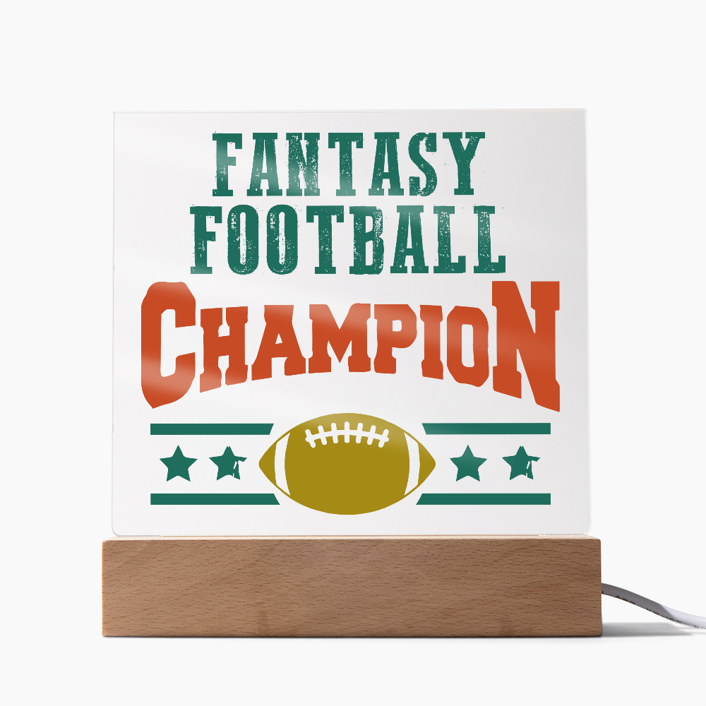 Fantasy Football Champion Acrylic Square Plaque - Father's Day Gift for Dad