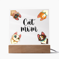 Cat Mom Acrylic Square Plaque - Gift for Cat Lovers, Cat Mom Gift