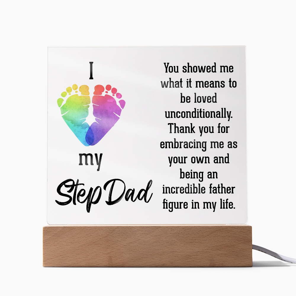 I Love My Step Dad Acrylic Square Plaque - Father's Day Gift for Step Dad