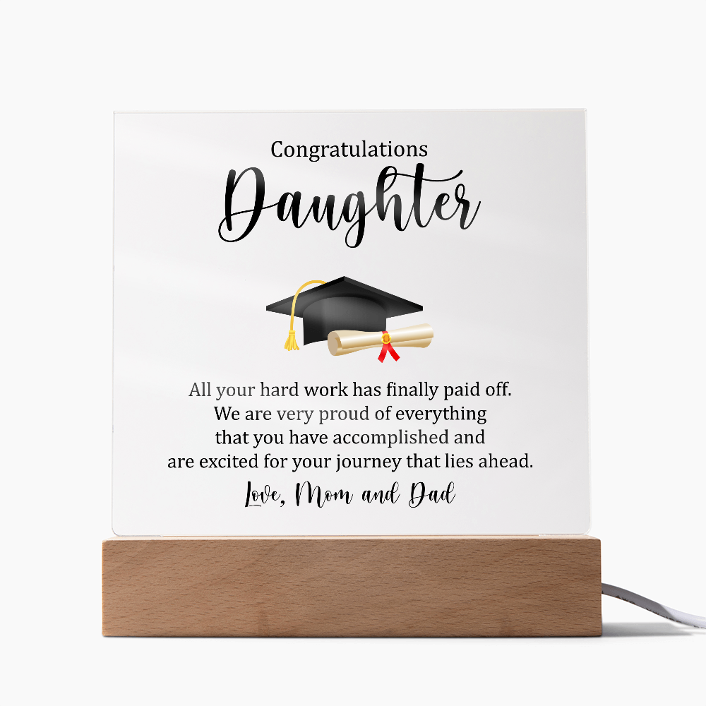 Daughter Acrylic Square Plaque - Graduation Gift for Her