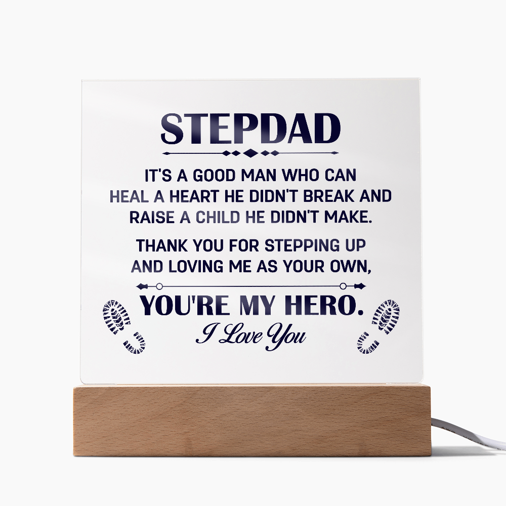Heal A Heart He Didn't Break Acrylic Square Plaque - Father's Day Gift for Bonus Dad