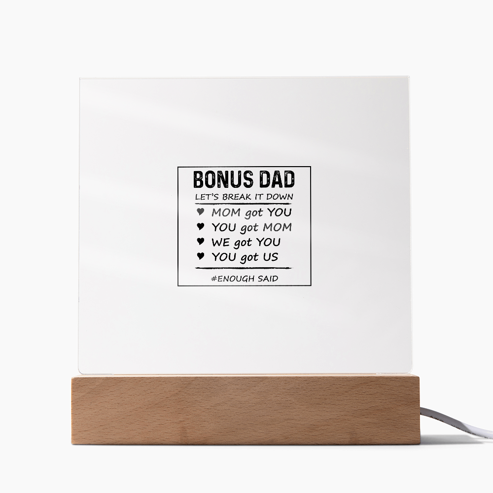 Let's Break It Down Acrylic Square Plaque - Father's Day Gift for Bonus Dad