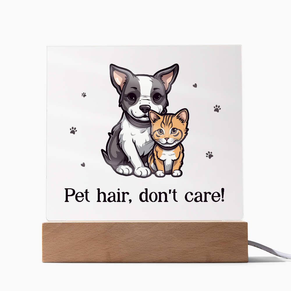 Pet Hair Don't Care Acrylic Square Plaque - Gift for Pet Lovers
