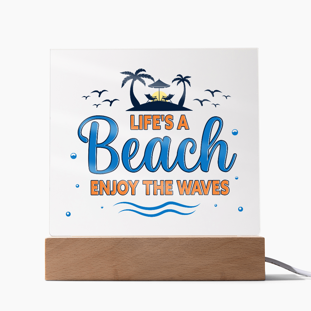 Life's A Beach Acrylic Square Plaque - Beach Home Decor Gift
