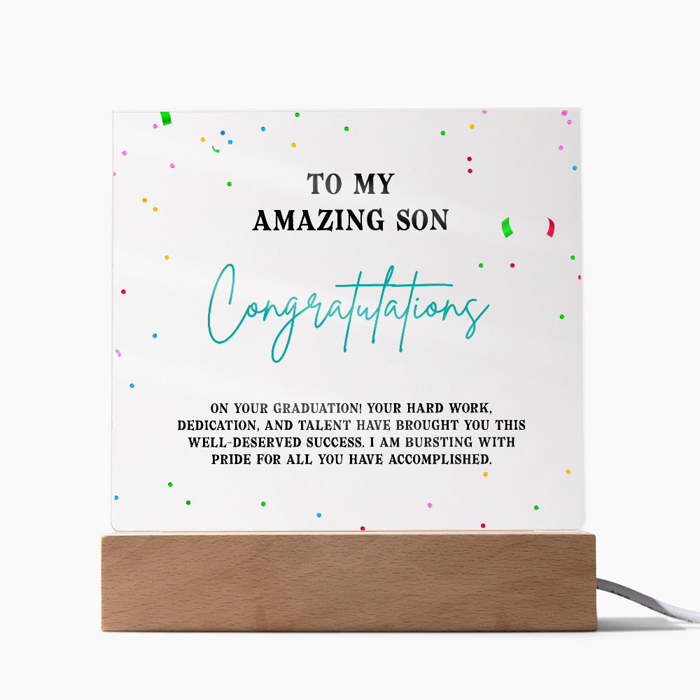 To My Amazing Son Acrylic Square Plaque - Graduation Gift