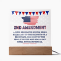 2nd Amendment Acrylic Square Plaque - Patriotic Home Decor Gift