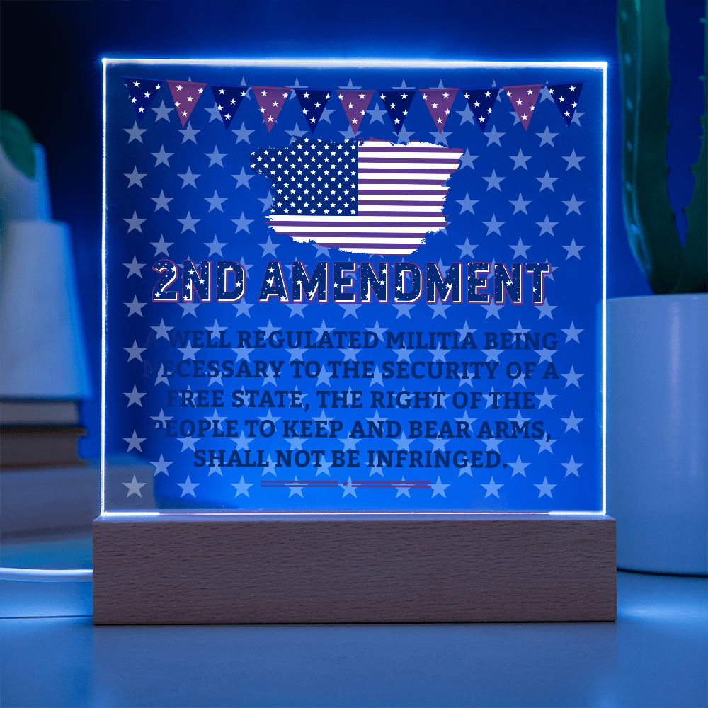 2nd Amendment Acrylic Square Plaque - Patriotic Home Decor Gift