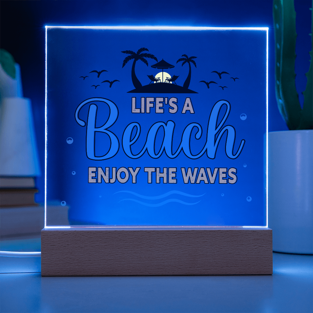 Life's A Beach Acrylic Square Plaque - Beach Home Decor Gift