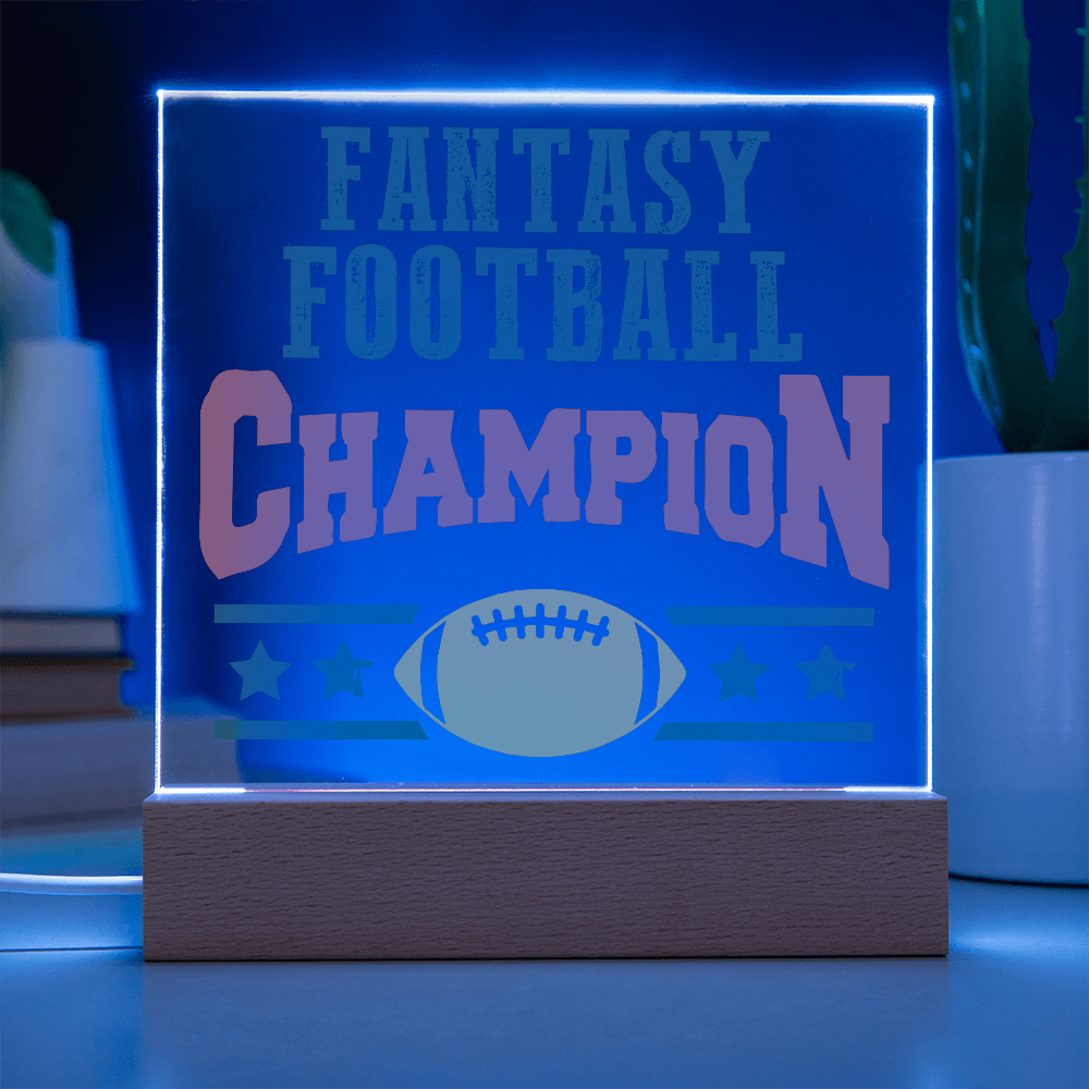 Fantasy Football Champion Acrylic Square Plaque - Father's Day Gift for Dad