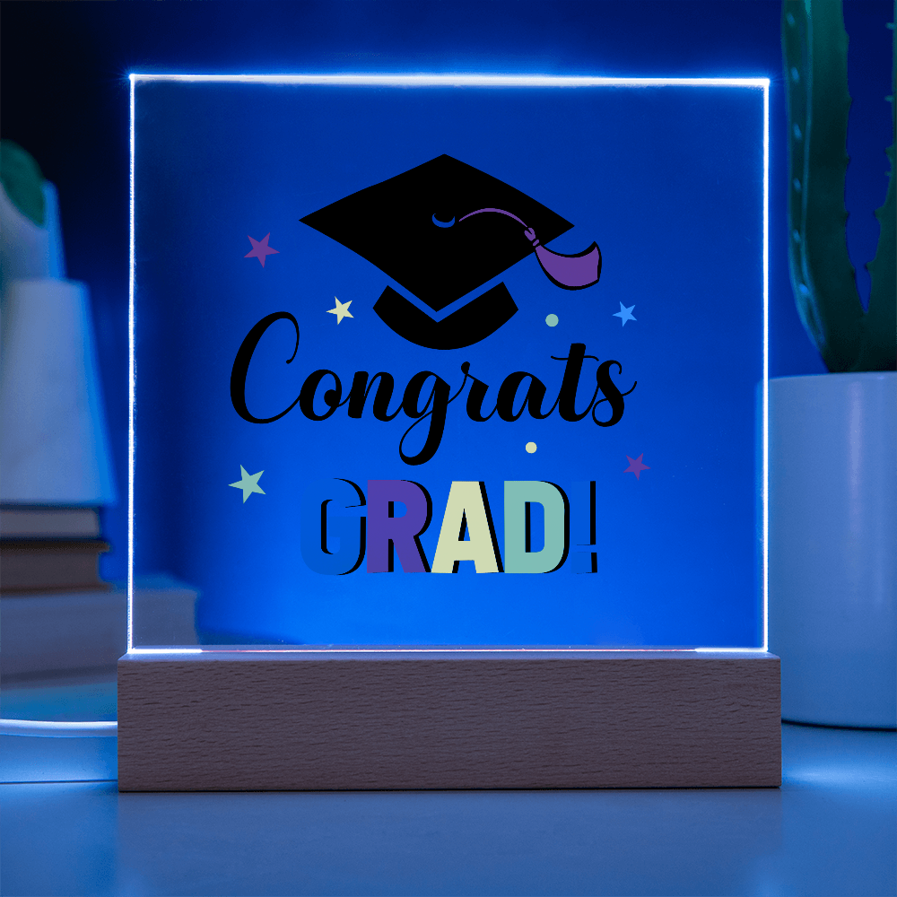 Congrats Grad Acrylic Square Plaque - Graduation Gift