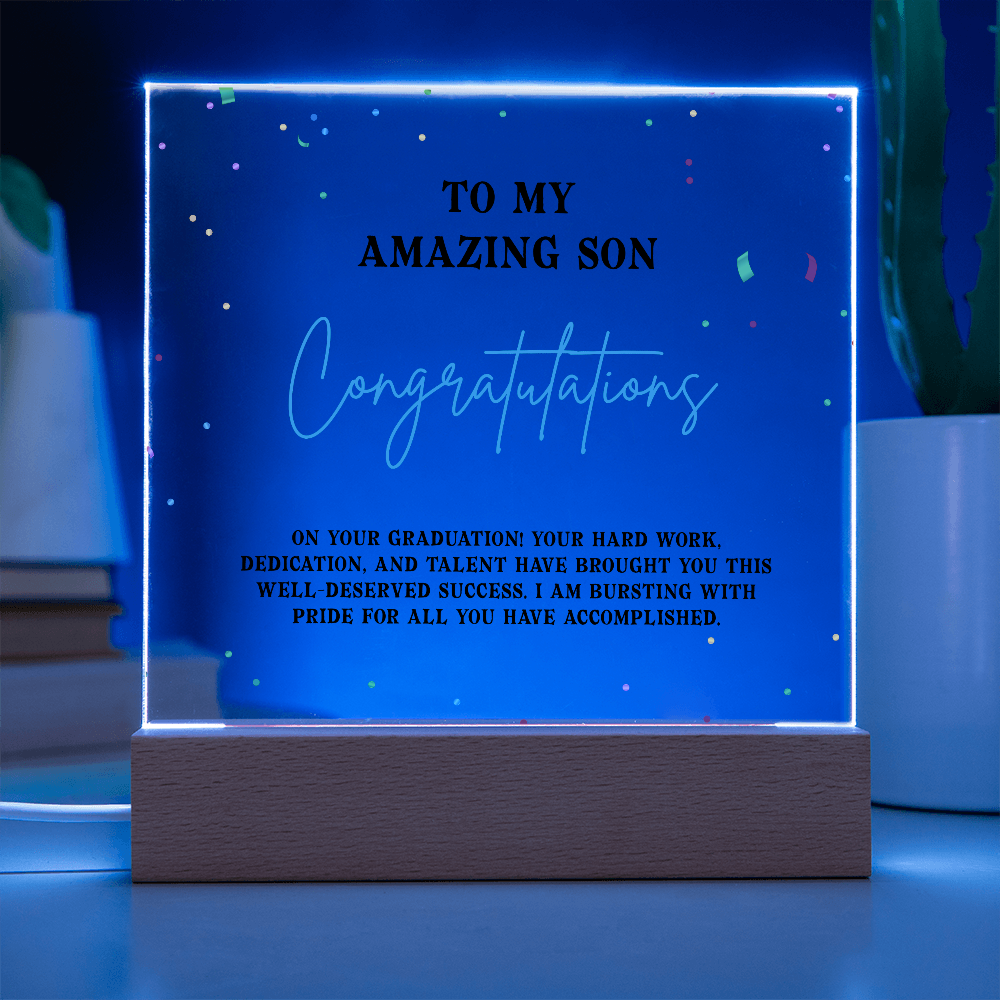 To My Amazing Son Acrylic Square Plaque - Graduation Gift
