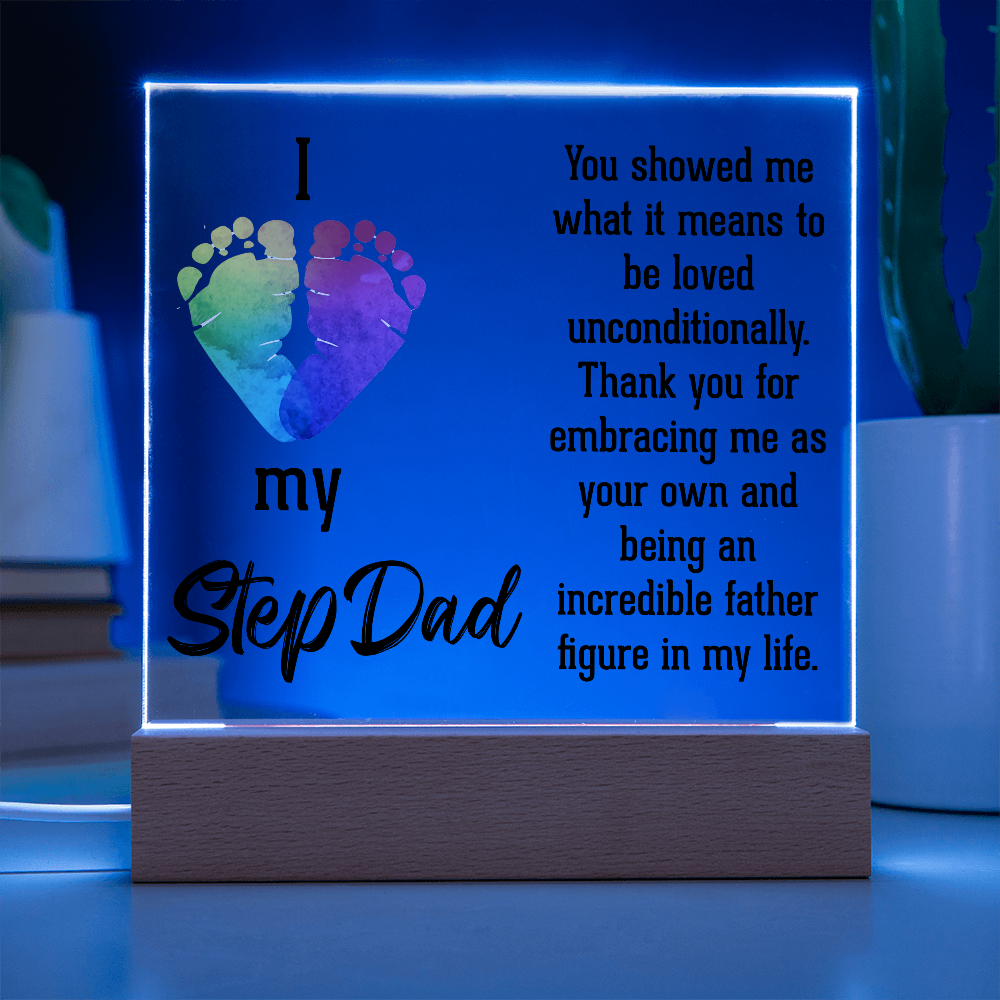 I Love My Step Dad Acrylic Square Plaque - Father's Day Gift for Step Dad