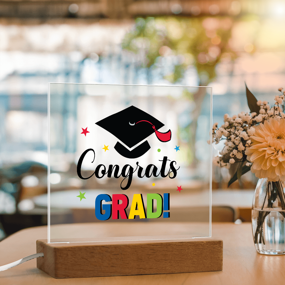 Congrats Grad Acrylic Square Plaque - Graduation Gift