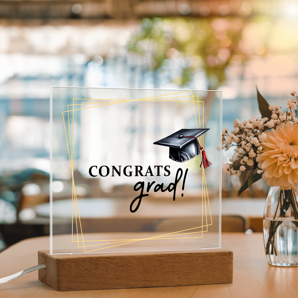 Congrats Grad Acrylic Square Plaque - Graduation Gift