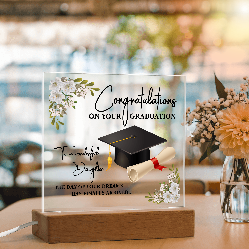 Congratulations Daughter Acrylic Square Plaque - Graduation Gift