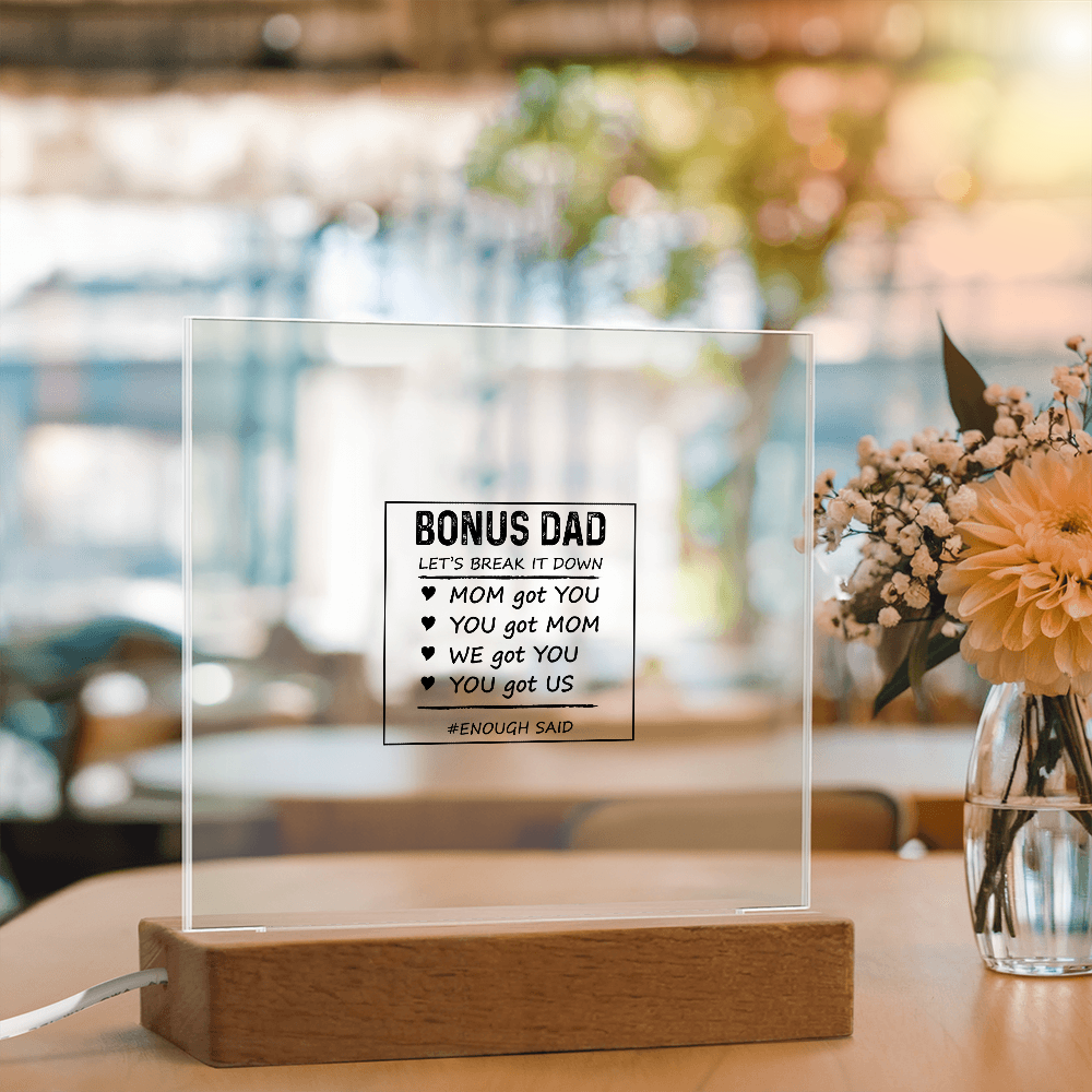 Let's Break It Down Acrylic Square Plaque - Father's Day Gift for Bonus Dad