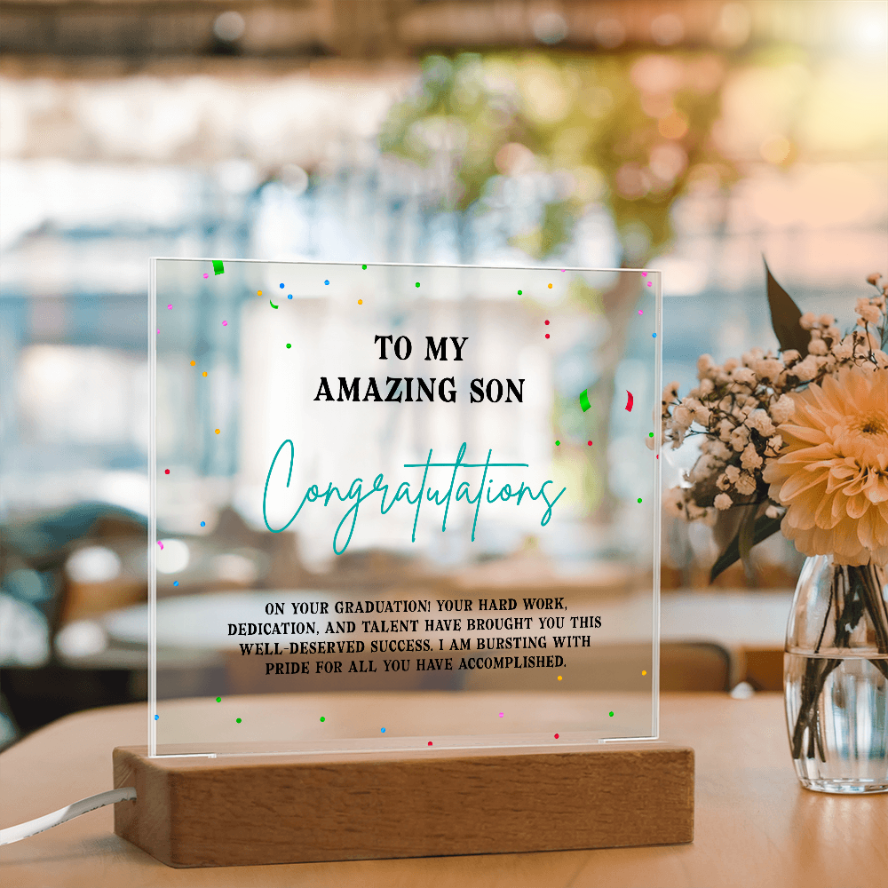 To My Amazing Son Acrylic Square Plaque - Graduation Gift