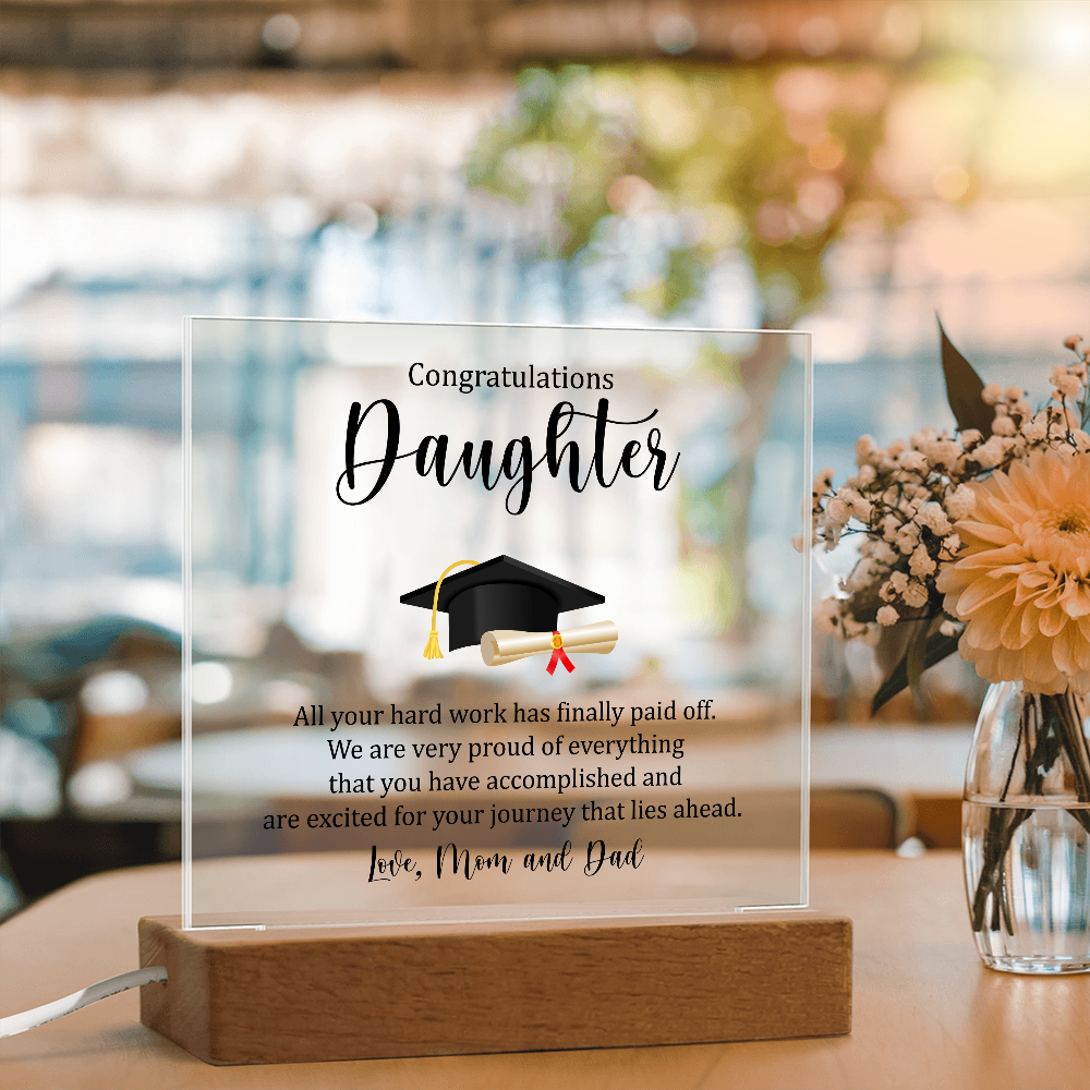 Daughter Acrylic Square Plaque - Graduation Gift for Her