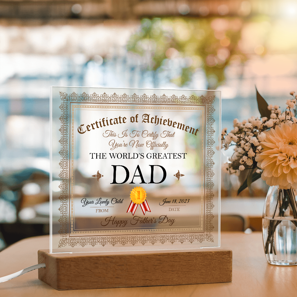 World's Greatest Dad Acrylic Square Plaque, Father's Day Gift