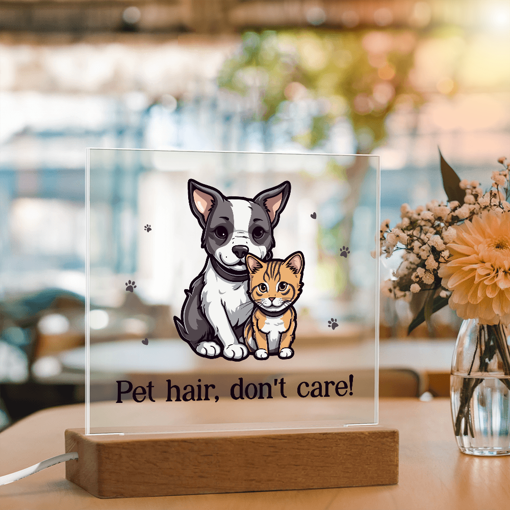 Pet Hair Don't Care Acrylic Square Plaque - Gift for Pet Lovers