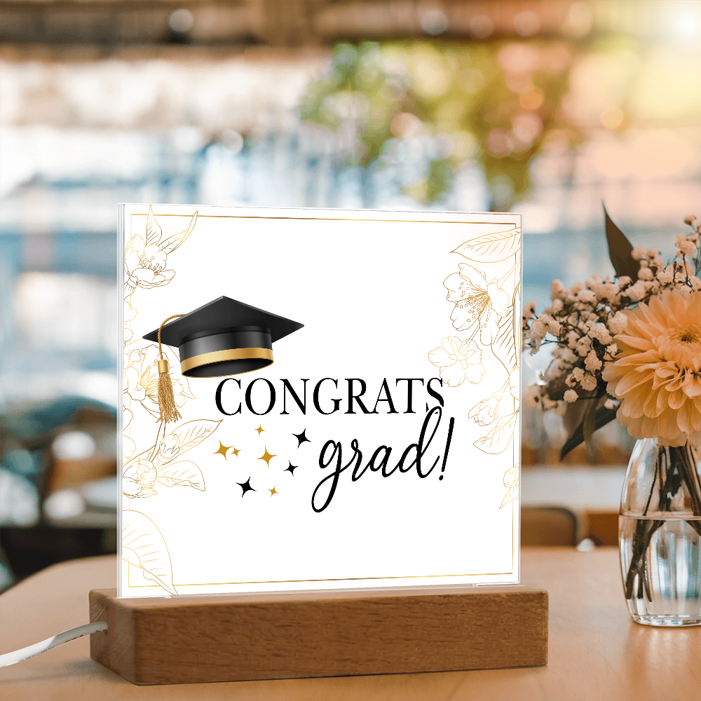 Congrats Grad Acrylic Square Plaque - Graduation Gift