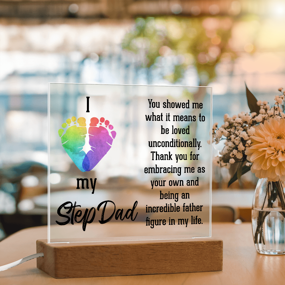 I Love My Step Dad Acrylic Square Plaque - Father's Day Gift for Step Dad