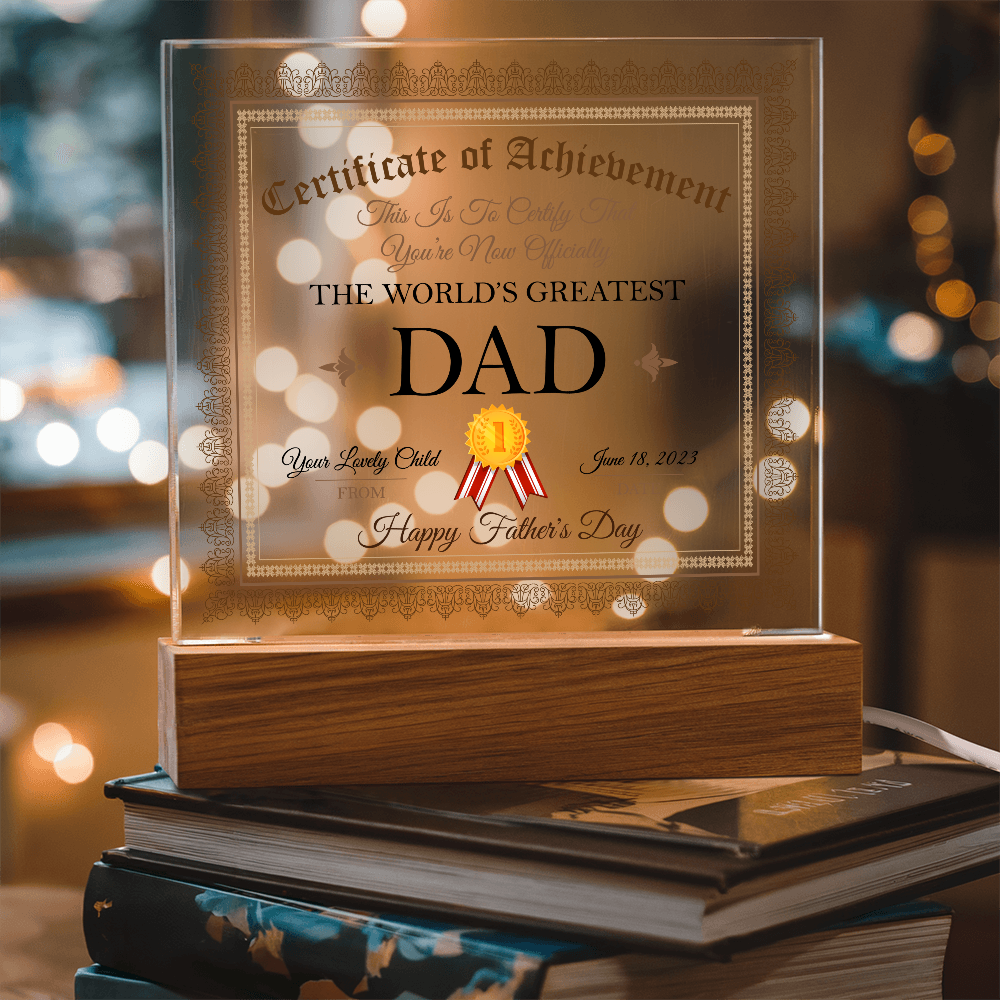 World's Greatest Dad Acrylic Square Plaque, Father's Day Gift