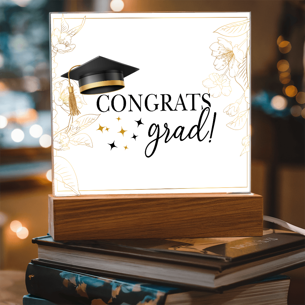Congrats Grad Acrylic Square Plaque - Graduation Gift