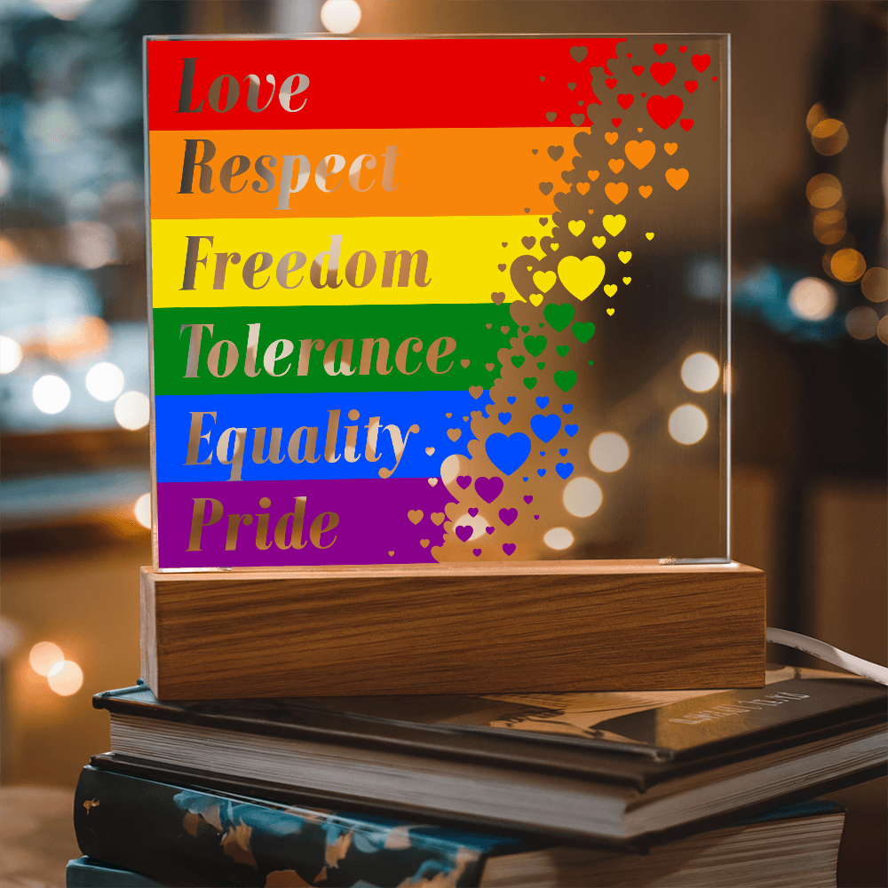 Love Respect Freedom Tolerance Equality Pride Acrylic Square Plaque - Pride Gift