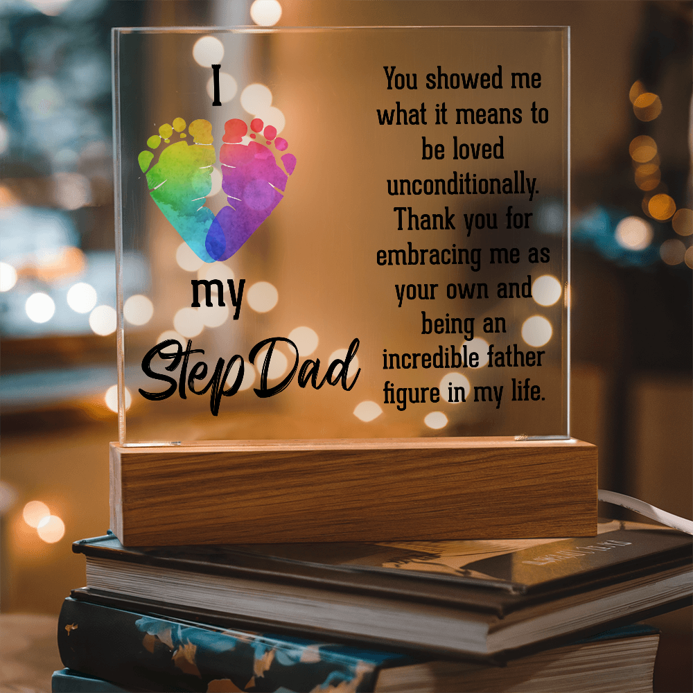 I Love My Step Dad Acrylic Square Plaque - Father's Day Gift for Step Dad