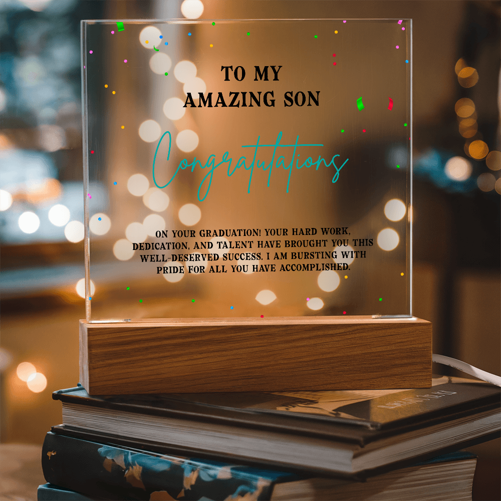 To My Amazing Son Acrylic Square Plaque - Graduation Gift