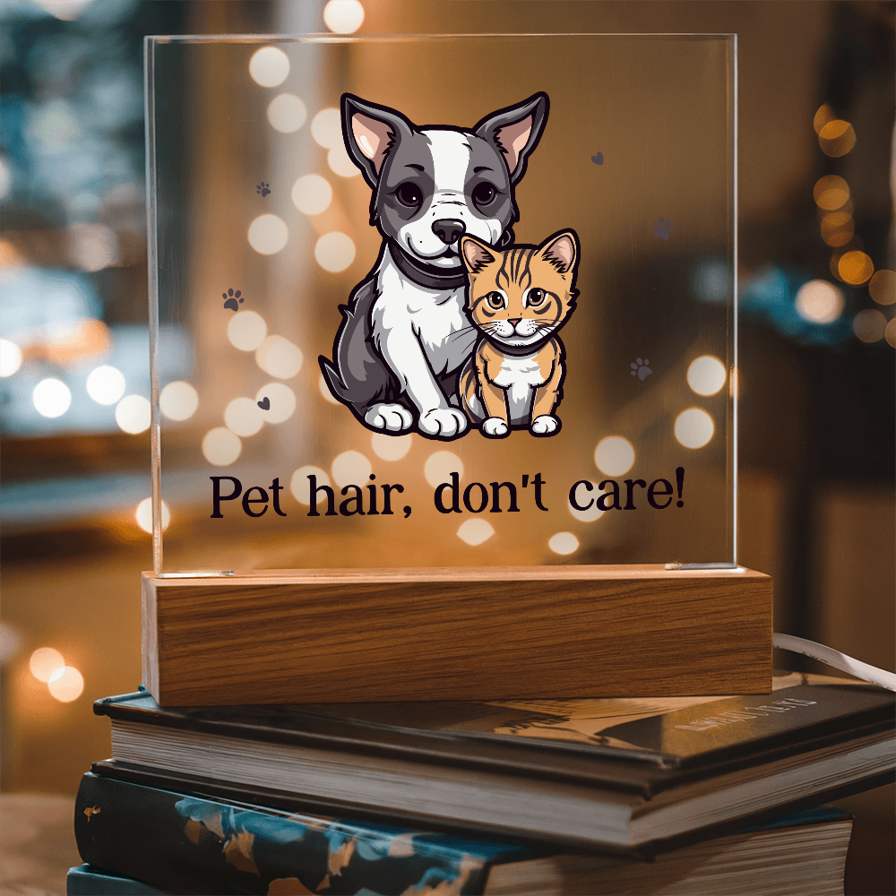 Pet Hair Don't Care Acrylic Square Plaque - Gift for Pet Lovers