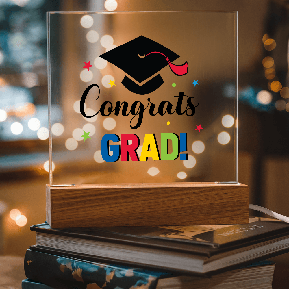 Congrats Grad Acrylic Square Plaque - Graduation Gift