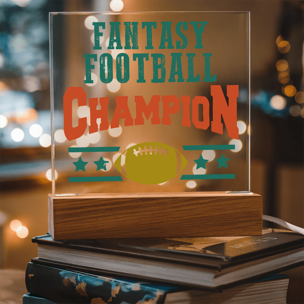 Fantasy Football Champion Acrylic Square Plaque - Father's Day Gift for Dad
