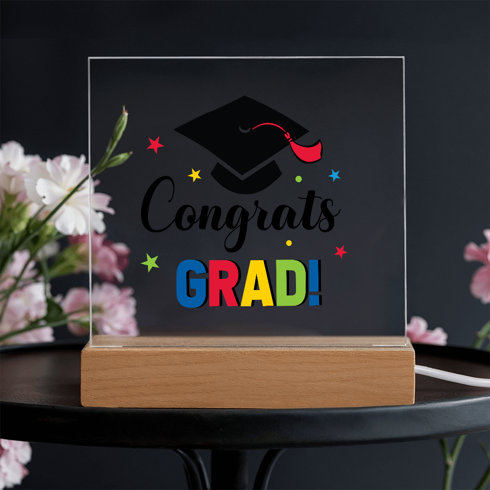 Congrats Grad Acrylic Square Plaque - Graduation Gift