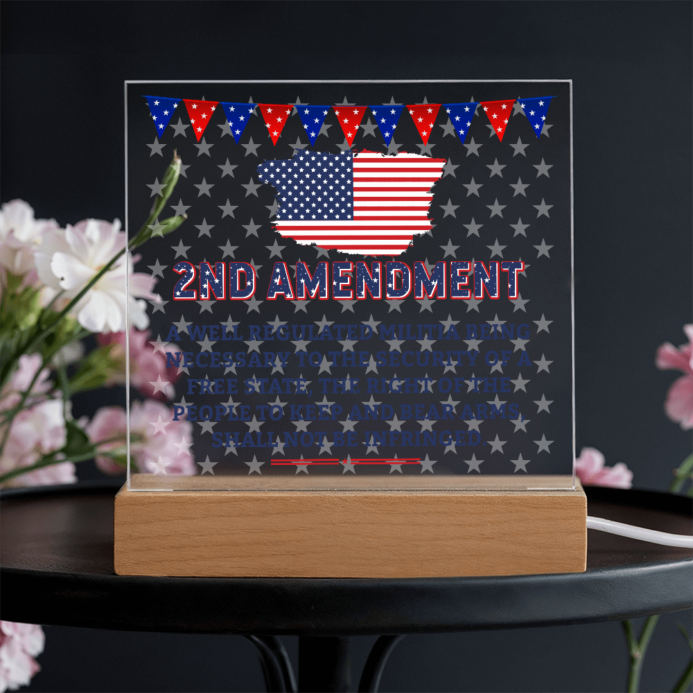 2nd Amendment Acrylic Square Plaque - Patriotic Home Decor Gift