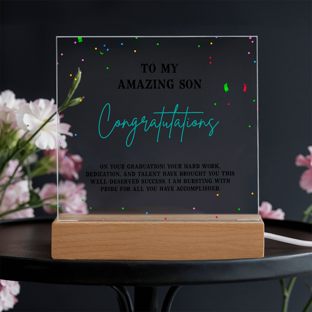 To My Amazing Son Acrylic Square Plaque - Graduation Gift