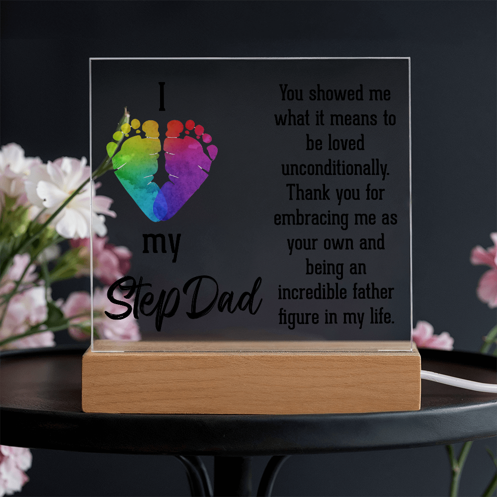 I Love My Step Dad Acrylic Square Plaque - Father's Day Gift for Step Dad