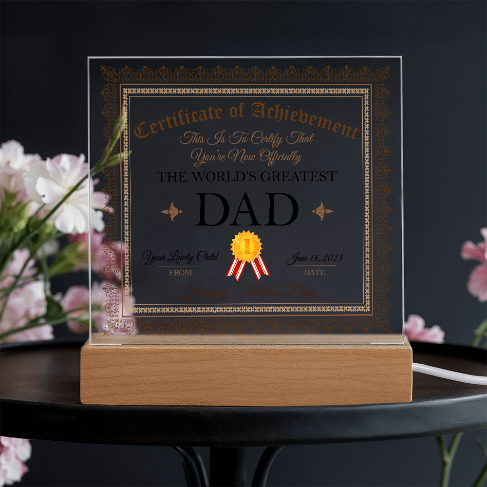World's Greatest Dad Acrylic Square Plaque, Father's Day Gift
