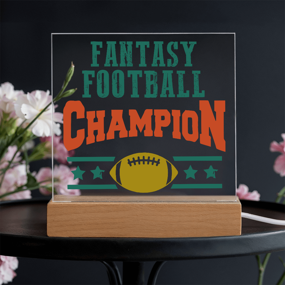 Fantasy Football Champion Acrylic Square Plaque - Father's Day Gift for Dad