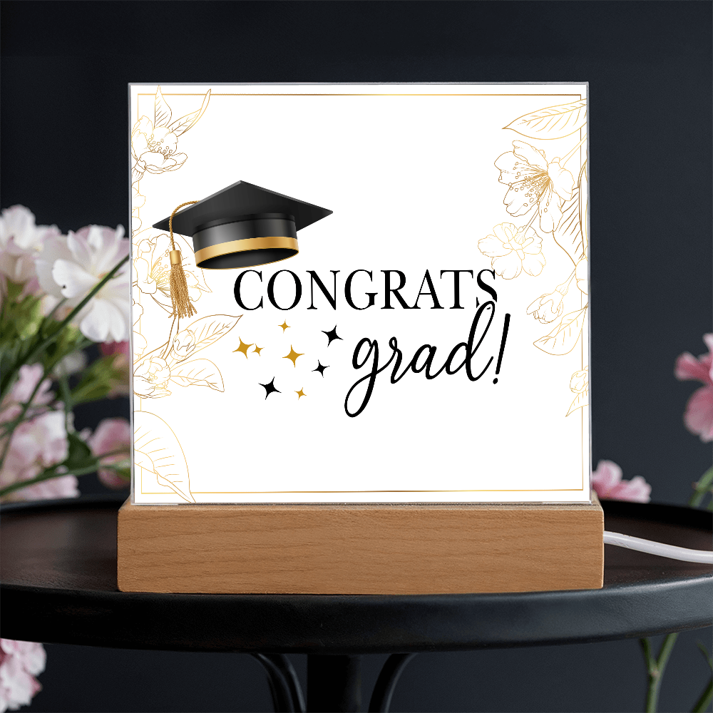 Congrats Grad Acrylic Square Plaque - Graduation Gift